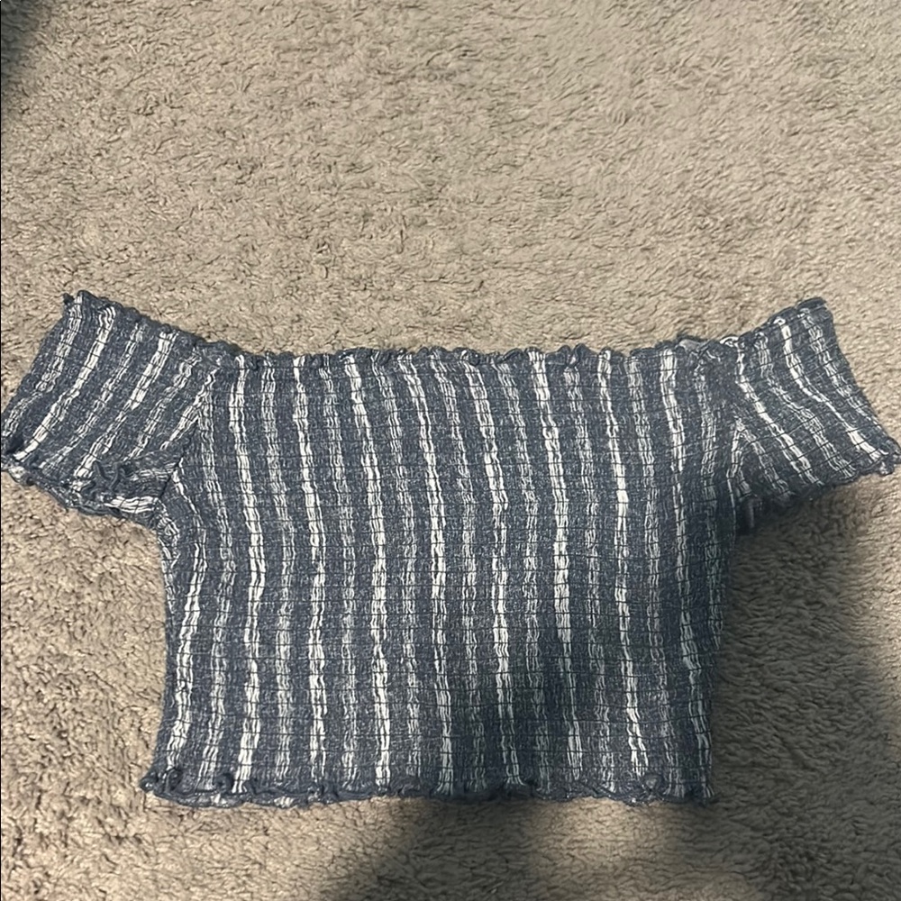 No Boundaries Blue and White Striped Crop Top